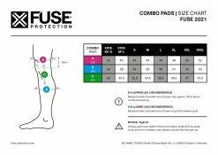 Combo FUSE Echo 75 SAS-TEC -équipement vélo Soldes FUSE MY21 size chart combo pads