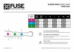Coudières FUSE Echo SAS-TEC Elbow -équipement vélo Soldes FUSE MY21 size chart elbow pads 4