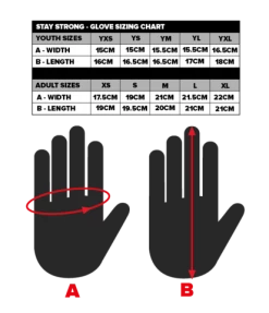 Gants STAY STRONG Staple V.2 -équipement vélo Soldes GLOVE SIZE CHART 01 480x480