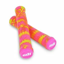 Poignées ODI Mike Hucker Flangeless Classic -équipement vélo Soldes Poignees ODI Mike Hucker Flangeless Classic Pink Yellow swirl