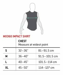Gilet De Protection G-FORM MX360 -équipement vélo Soldes mx360impactshirt sizechart