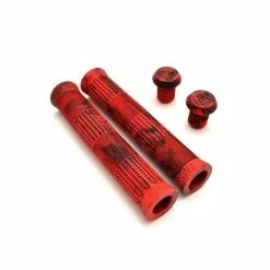 Poignées STRANGER Caleb Quanbeck Kraton -équipement vélo Soldes poignees stranger caleb quanbeck kraton red black